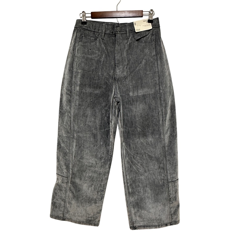 a.n.a Highest-Rise Barrel Jeans Womens 8 Grey NWT Acid Wash Curved Tapered Leg